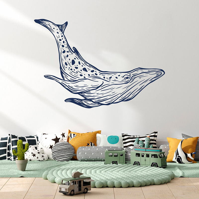 Baby Nursery Mural Wallpaper - Stiker dinding Paus bahari dekorasi rumah