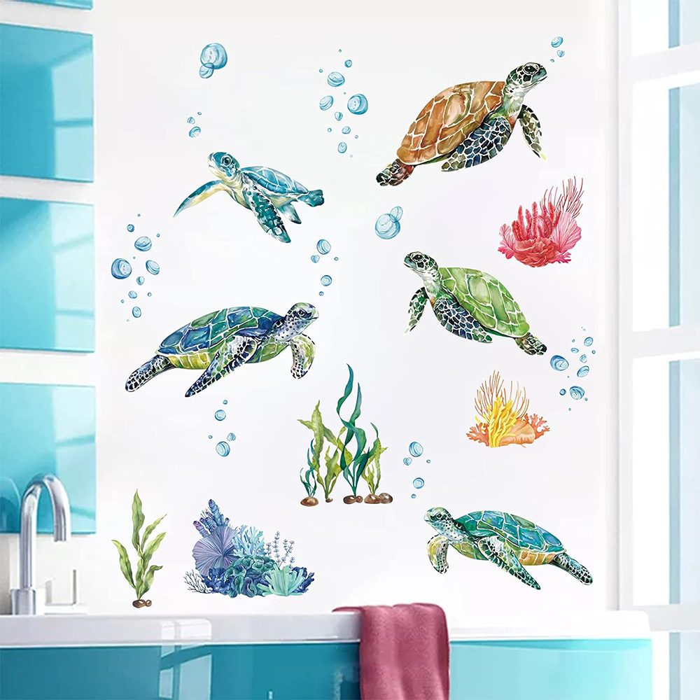 Baby Nursery Under The Sea - Cat air kura-kura laut stiker dinding