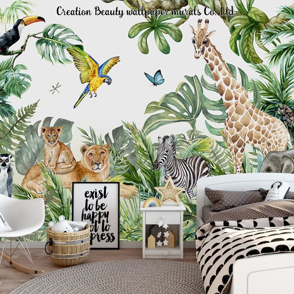 Baby Nursery Mural Wallpaper - Wallpaper Hutan Hewan Cat Air untuk