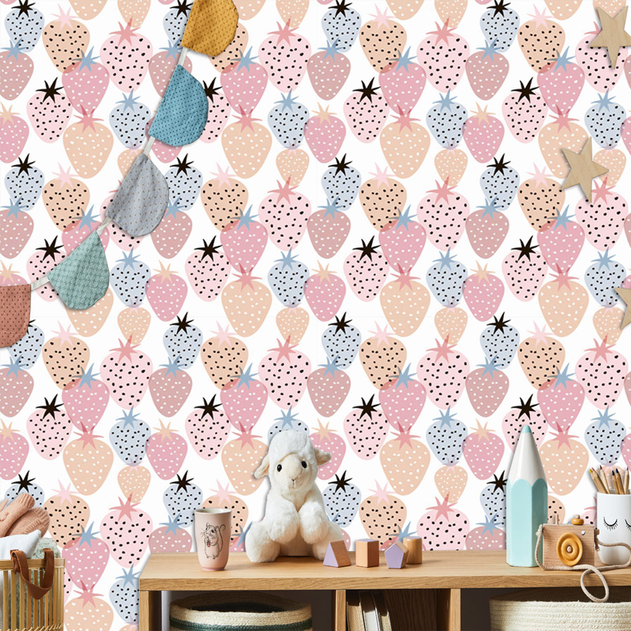 Baby Nursery Mural Wallpaper - 12+ Wallpaper Pola Stroberi Lucu untuk