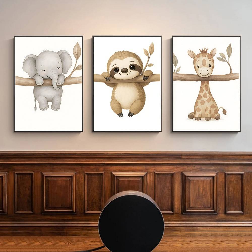 Baby Nursery Gender Neutral - Seni Dinding Hewan Bayi Bergaya Boho