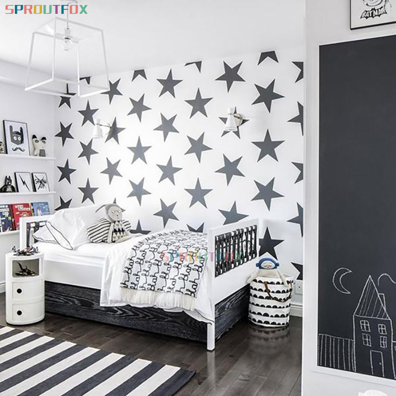 Baby Nursery Mural Wallpaper - DIY Bintang Besar Vinyl Kamar Tidur,