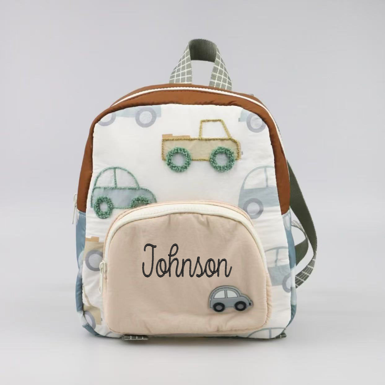 Baby Nursery Backpack - Tas Bordir Mobil, Ransel Anak, Nama