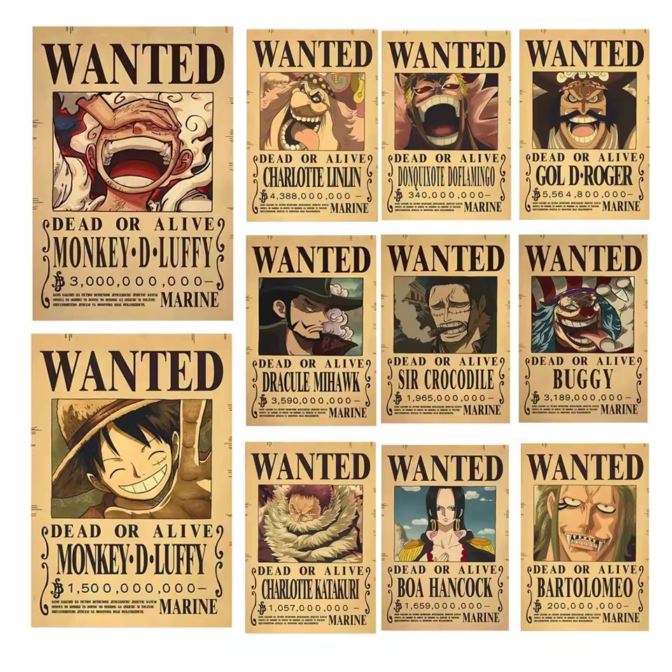 Baby Nursery Wall Decals - Poster Anime One Piece Bounty Wanted