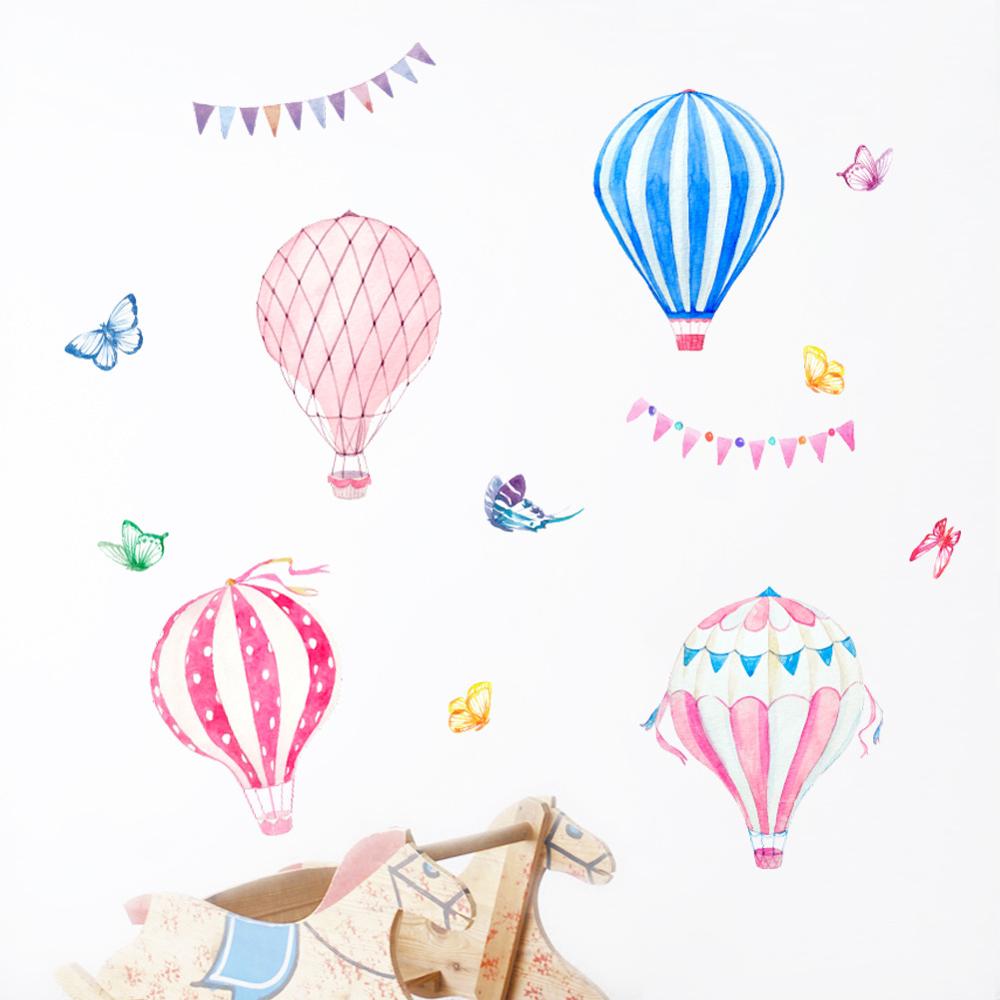 Baby Nursery Mural Wallpaper - Stiker Dinding Balon Udara Panas Kartun