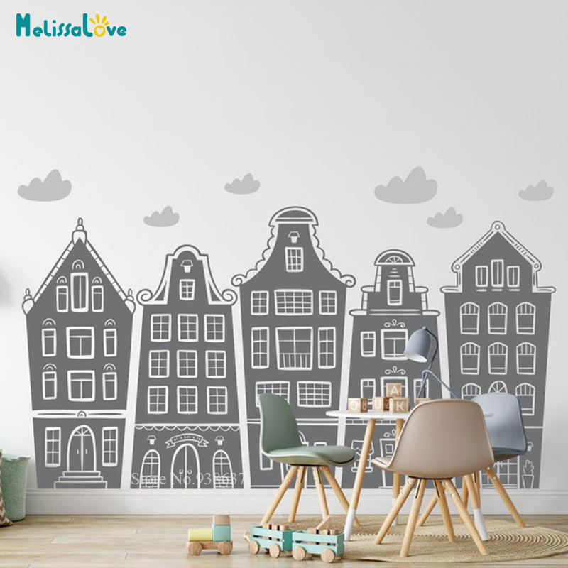 Baby Nursery Wall Decals - Stiker Rumah Skandinavia & Awan Kamar