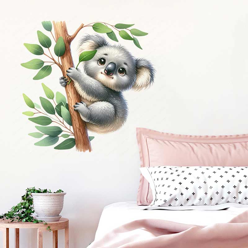 Baby Nursery Mural Wallpaper - Stiker Dinding Koala Lucu Dekorasi Kamar