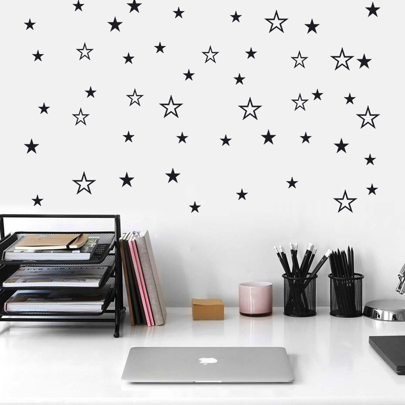 Baby Nursery Wall Decals - Campuran Ukuran Padat Berongga Bintang Stiker