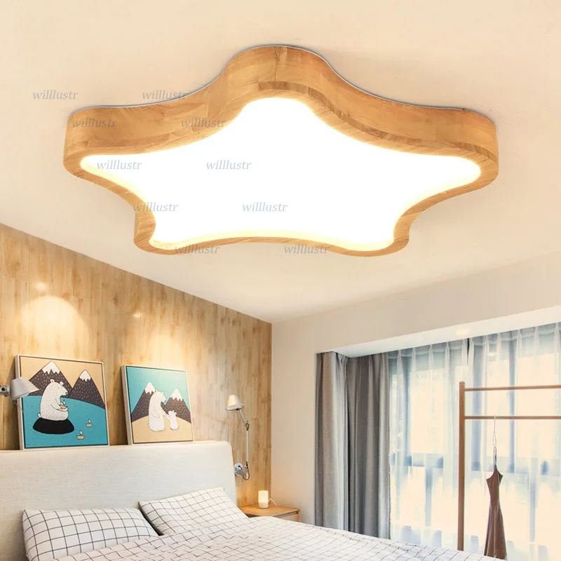 Baby Nursery Ceiling Light - Lampu Langit-langit LED Modern Lampu Kayu
