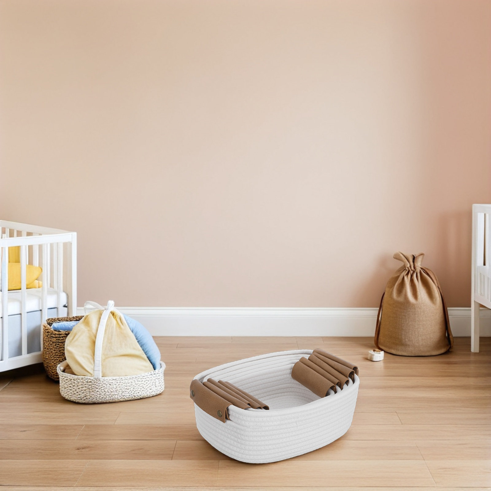5Pcs Set Keranjang Penyimpanan - Baby Nursery Handles ulasan dan harga