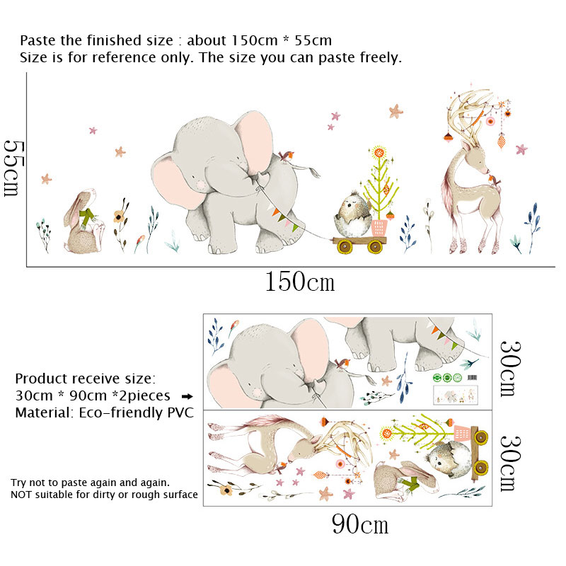 Stiker Dinding Kelinci Gajah B - Baby Nursery Mural Wallpaper ulasan dan harga