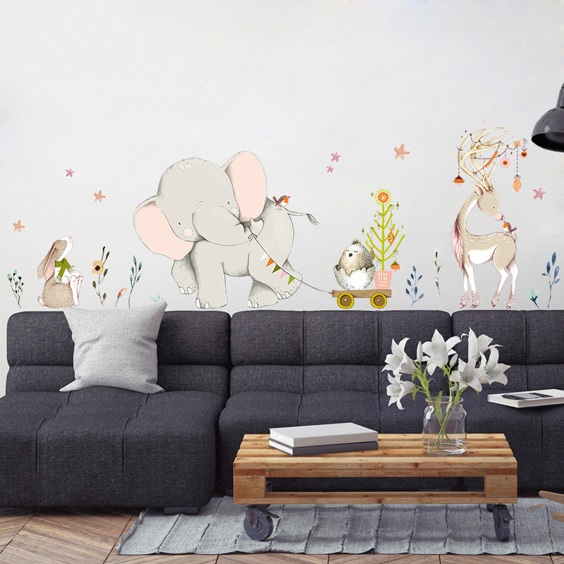 Stiker Dinding Kelinci Gajah B - Baby Nursery Mural Wallpaper ulasan dan harga
