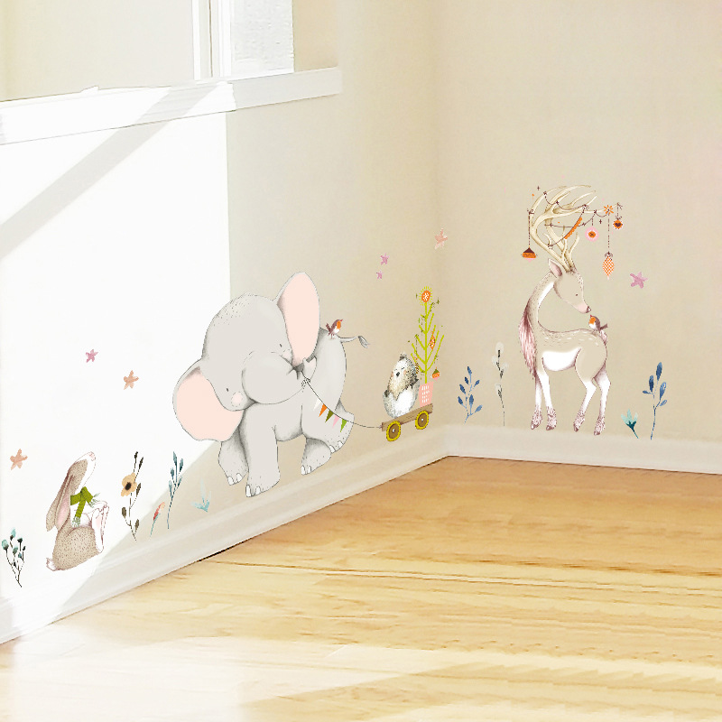 Stiker Dinding Kelinci Gajah B - Baby Nursery Mural Wallpaper ulasan dan harga