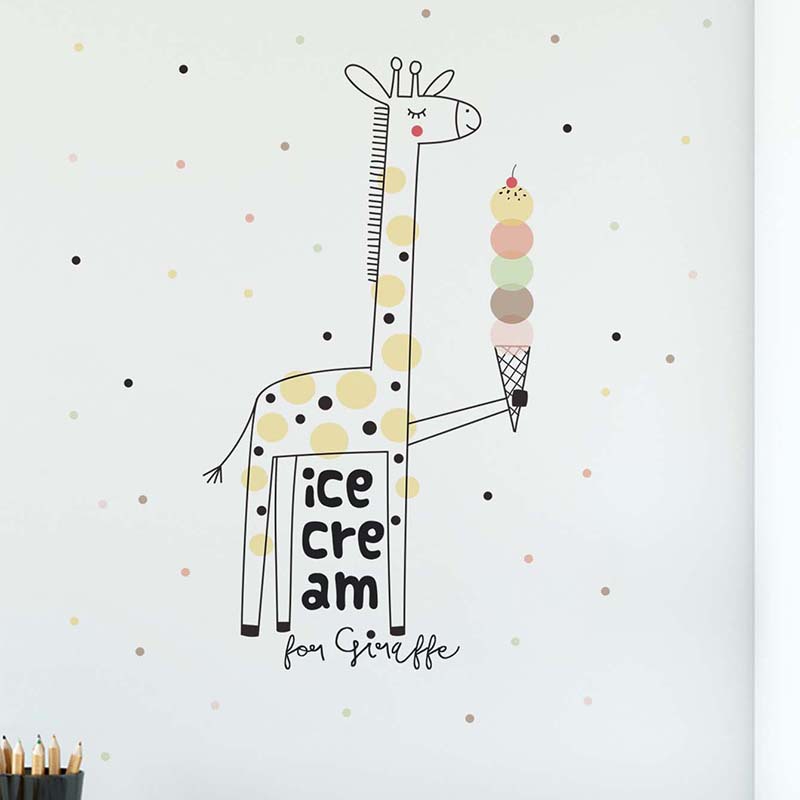 Stiker Dinding Jerapah Es Krim - Baby Nursery Mural Wallpaper ulasan dan harga