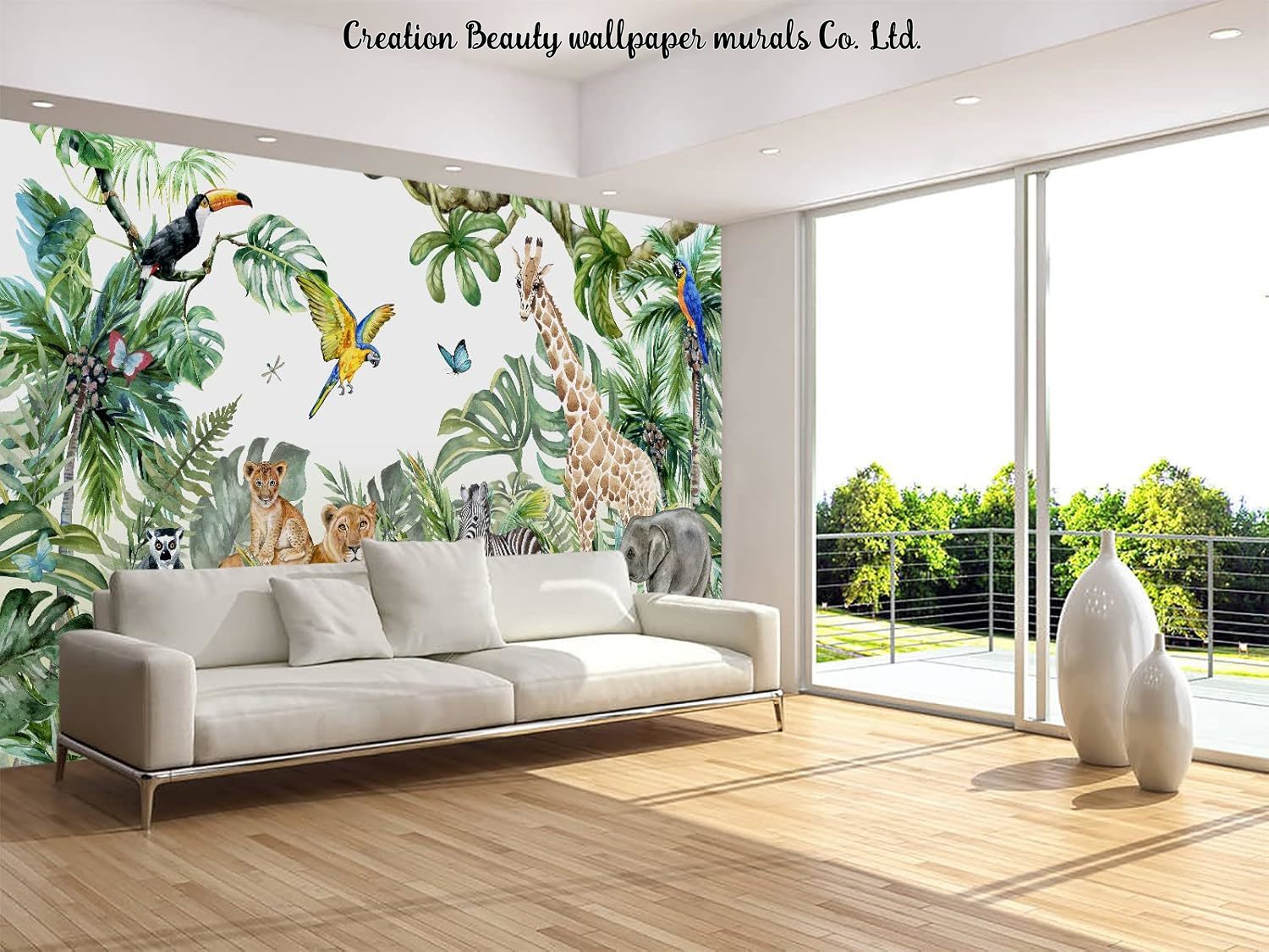 Wallpaper Hutan Hewan Cat Air  - Baby Nursery Mural Wallpaper ulasan dan harga