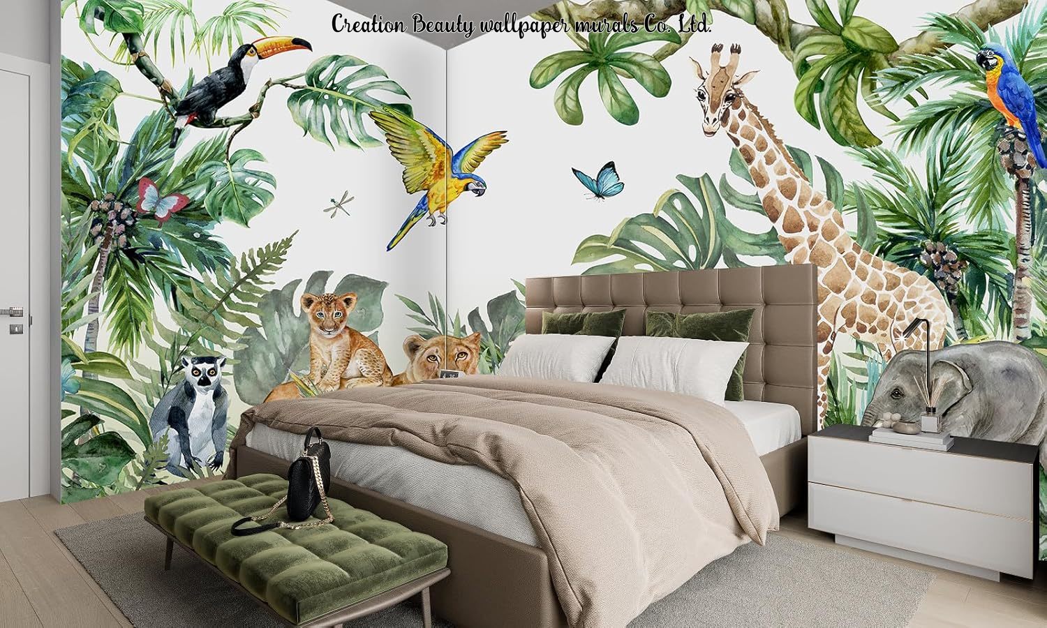 Wallpaper Hutan Hewan Cat Air  - Baby Nursery Mural Wallpaper ulasan dan harga