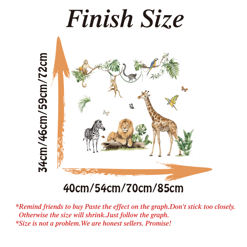 Stiker Dinding Daun Tropis Hew - Baby Nursery Jungle Animals ulasan dan harga