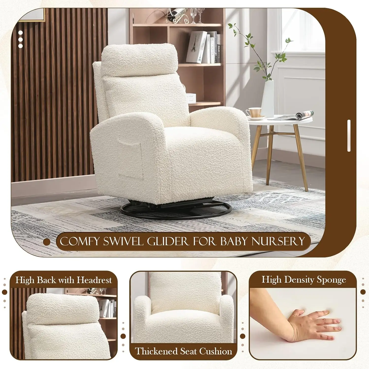 Kursi Ayun Putar Modern, Kursi - Baby Nursery Glider Chair ulasan dan harga