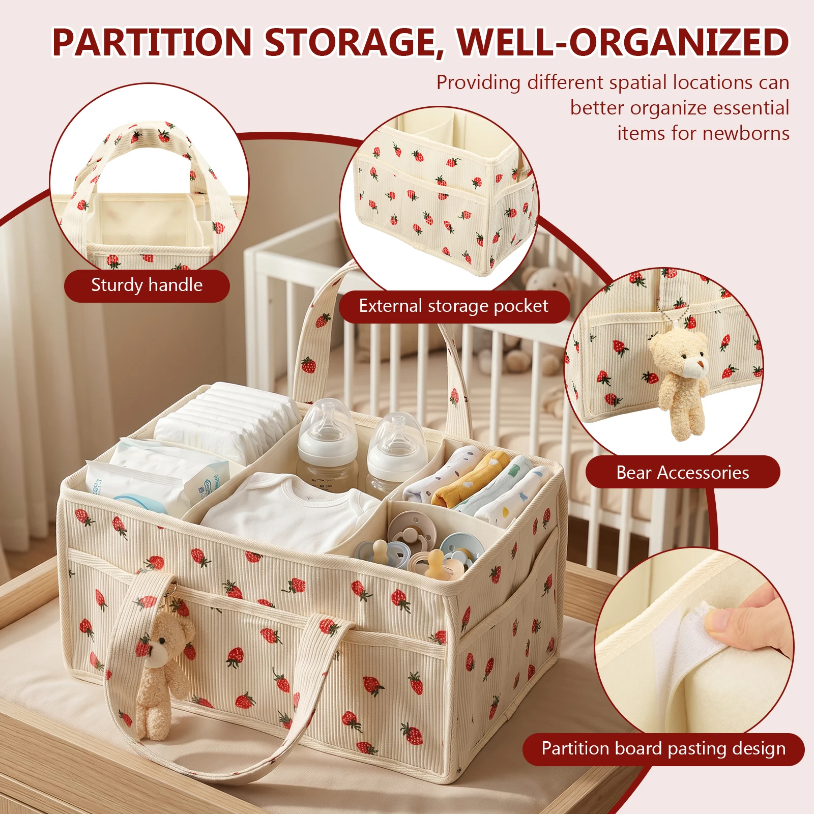 Keranjang Penyimpanan Popok Ba - Baby Nursery Handles ulasan dan harga
