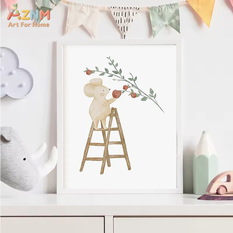 AZNM Lukisan Kanvas Hewan Bayi - Baby Nursery Gender Neutral ulasan dan harga