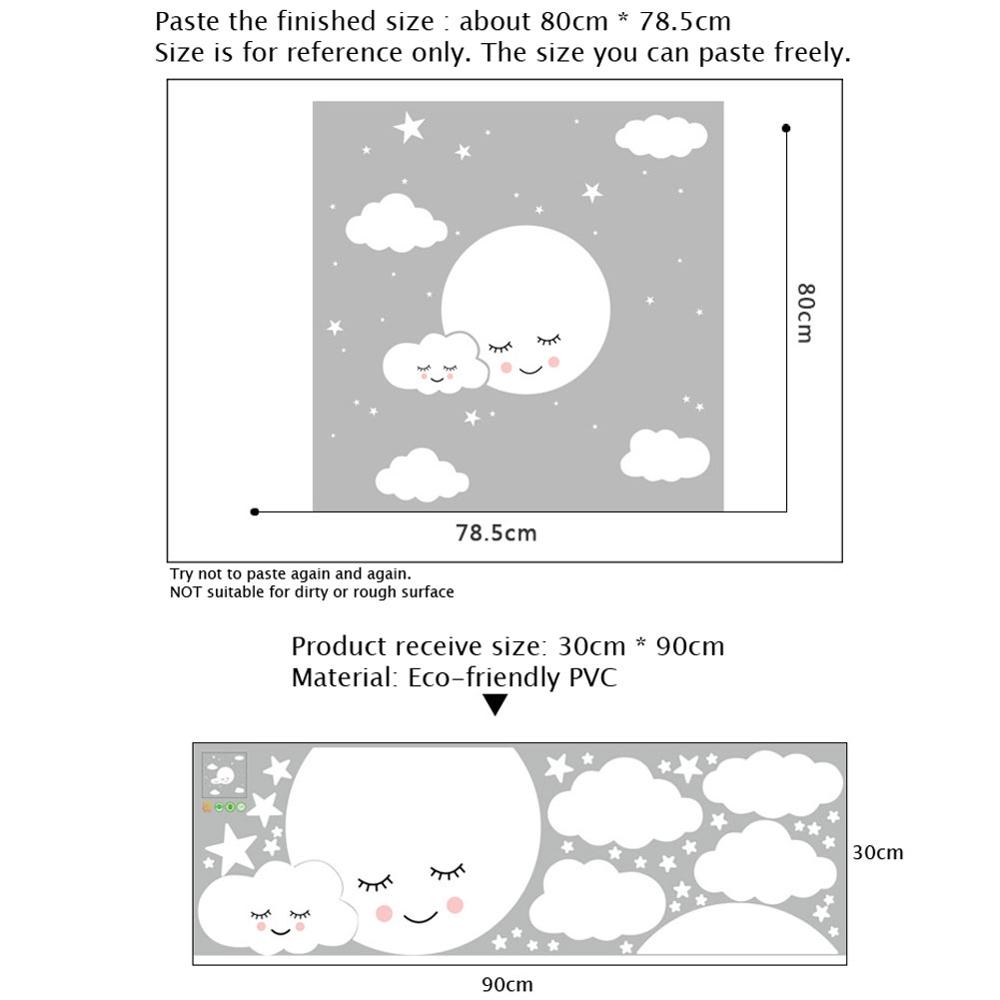 Kartun putih bintang awan ters - Baby Nursery Mural Wallpaper ulasan dan harga