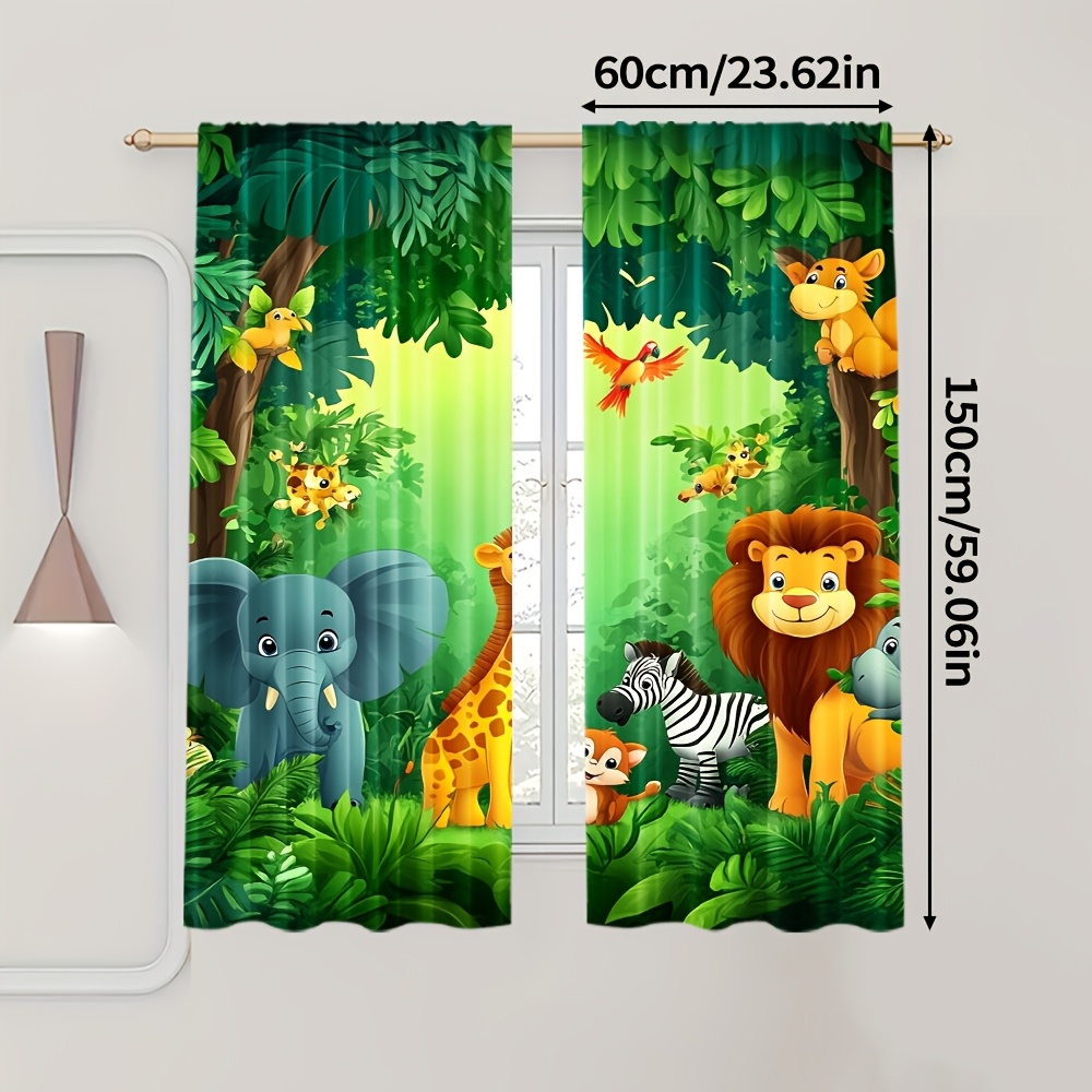 2 Buah Tirai Hewan Kartun Tira - Baby Nursery Jungle Animals ulasan dan harga
