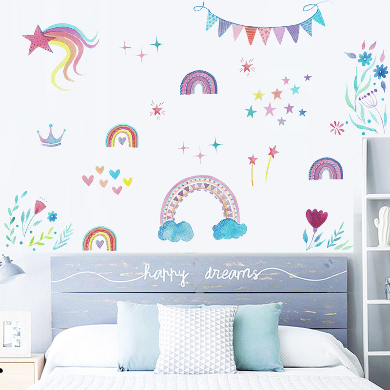 Stiker Dinding Bintang Pelangi - Baby Nursery Mural Wallpaper ulasan dan harga