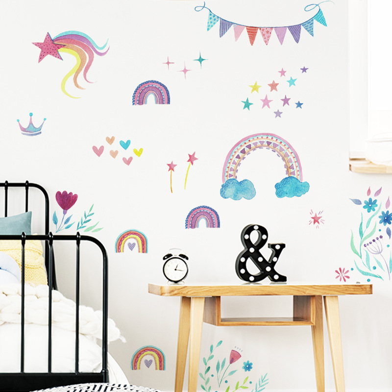 Stiker Dinding Bintang Pelangi - Baby Nursery Mural Wallpaper ulasan dan harga