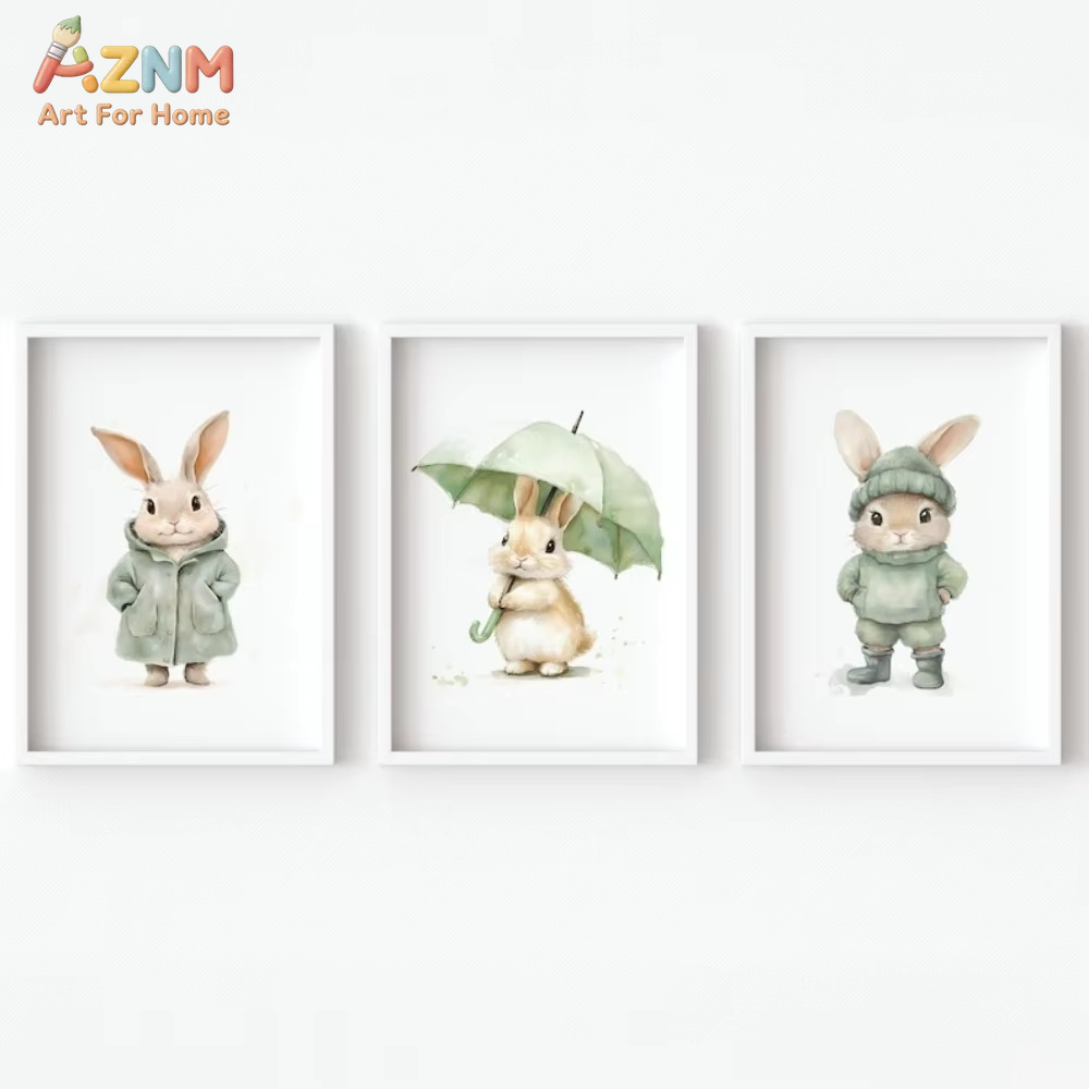 AZNM Lukisan Kanvas Kelinci Lu - Baby Nursery Outfits ulasan dan harga