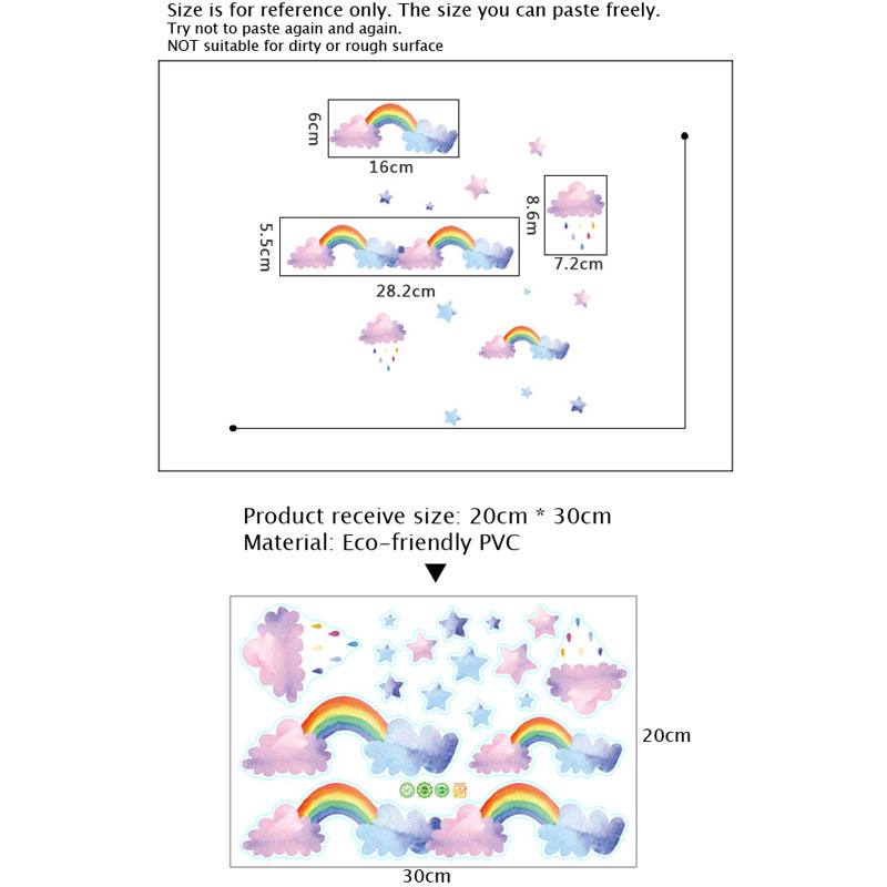 Stiker Dinding Pelangi Awan Ka - Baby Nursery Mural Wallpaper ulasan dan harga