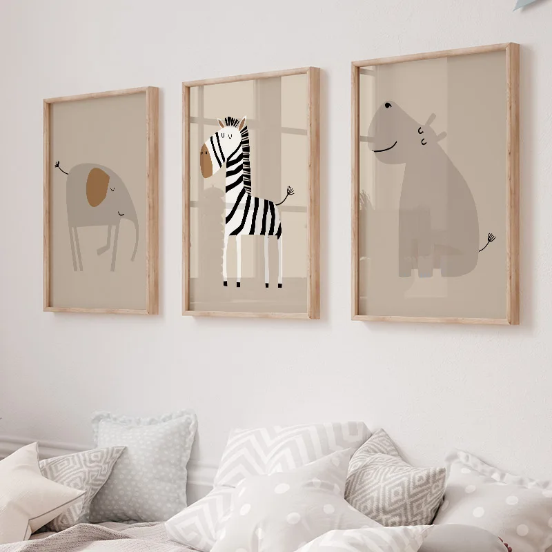 1 Buah Poster Lukisan Kanvas S - Baby Nursery Jungle Animals ulasan dan harga