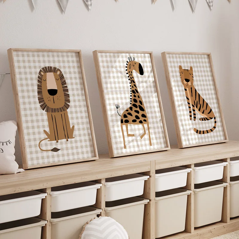 1 Buah Poster Lukisan Kanvas S - Baby Nursery Jungle Animals ulasan dan harga