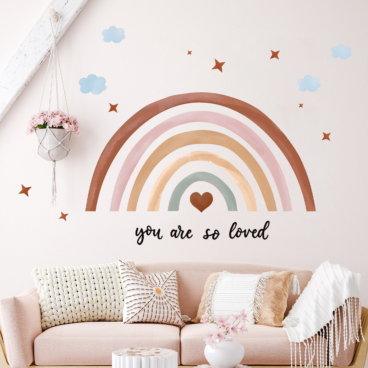 Boho Stiker Dinding Pelangi Ke - Baby Nursery Peel And Stick Wallpaper ulasan dan harga