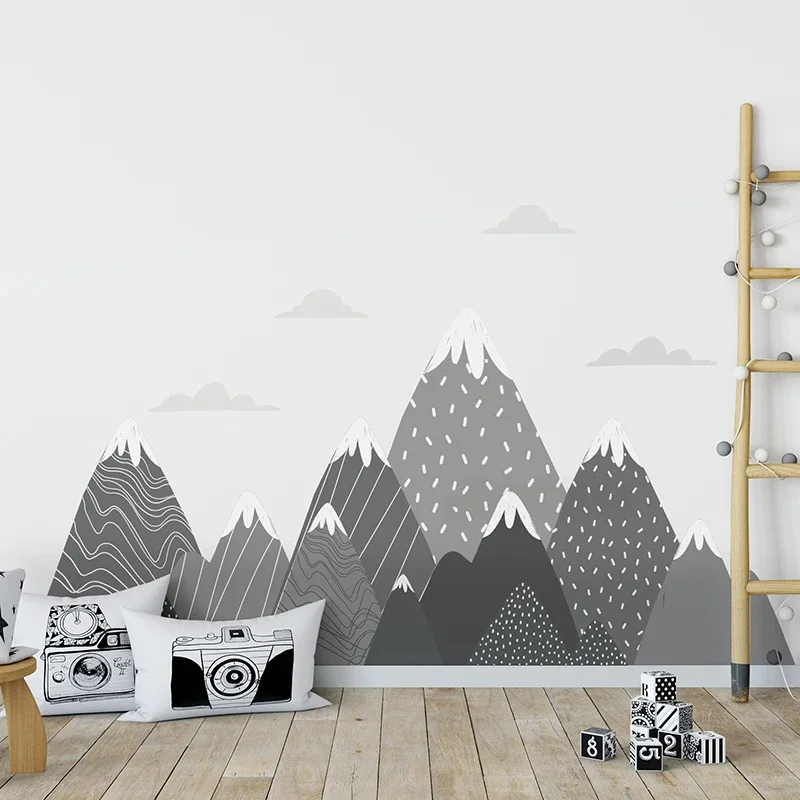 Wallpaper Pegunungan Abu-abu B - Baby Nursery Mural Wallpaper ulasan dan harga