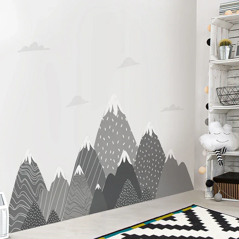 Wallpaper Pegunungan Abu-abu B - Baby Nursery Mural Wallpaper ulasan dan harga
