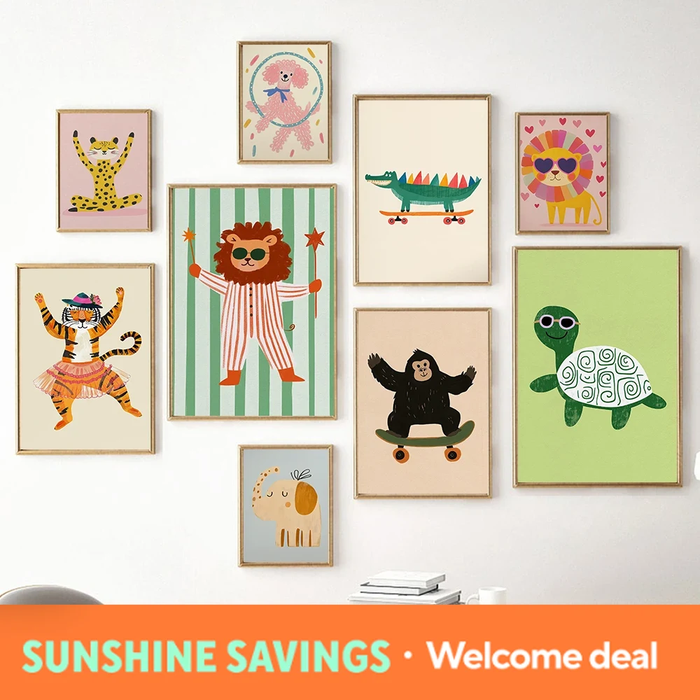 Seni Dinding Yoga Leopard Gaja - Baby Nursery Jungle Animals ulasan dan harga
