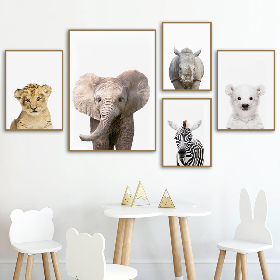 1 Buah Lukisan Kanvas Tanpa Bi - Baby Nursery Jungle Animals ulasan dan harga