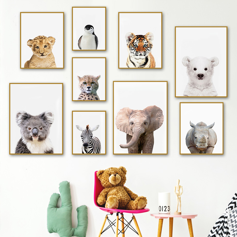 1 Buah Lukisan Kanvas Tanpa Bi - Baby Nursery Jungle Animals ulasan dan harga