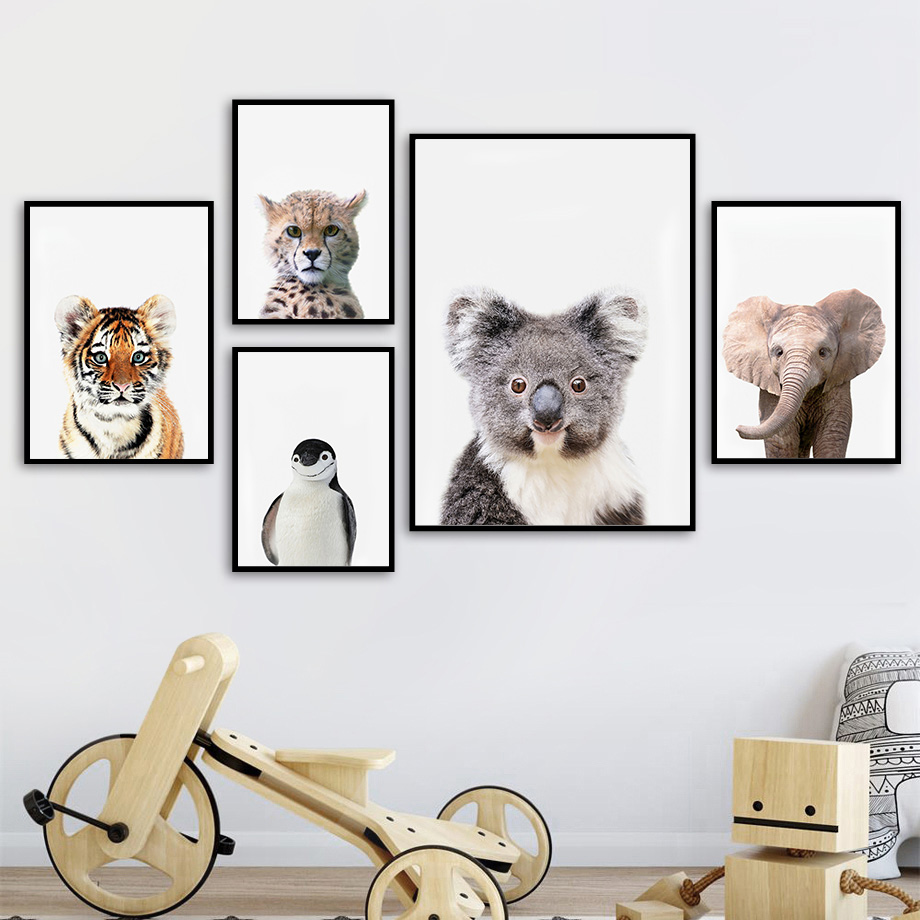 1 Buah Lukisan Kanvas Tanpa Bi - Baby Nursery Jungle Animals ulasan dan harga