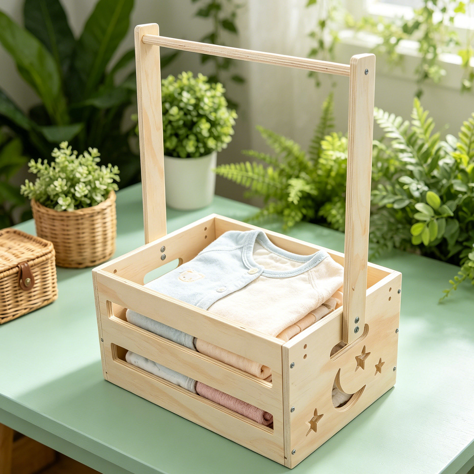 Keranjang Pakaian Kayu Portabe - Baby Nursery Closet Organization ulasan dan harga
