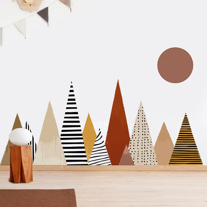 Boho Geometris Pegunungan Dind - Baby Nursery Mural Wallpaper ulasan dan harga