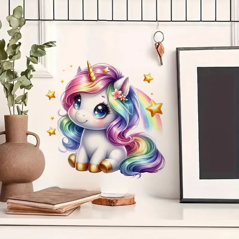 Stiker Dinding Unicorn Pelangi - Baby Nursery Mural Wallpaper ulasan dan harga