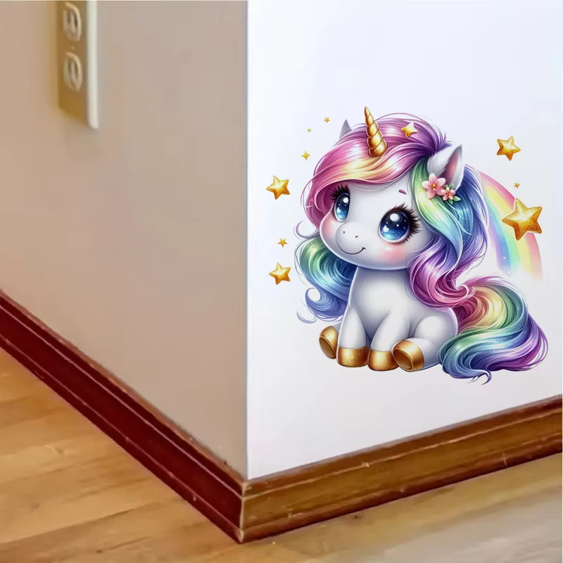 Stiker Dinding Unicorn Pelangi - Baby Nursery Mural Wallpaper ulasan dan harga