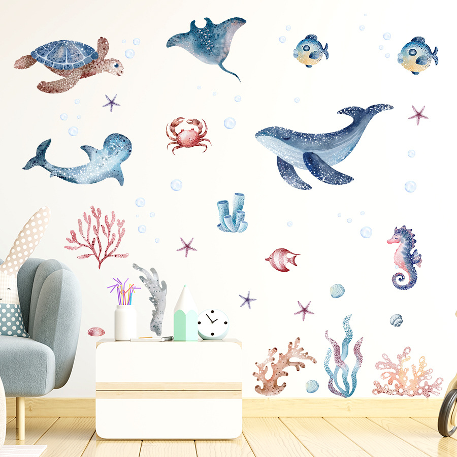 Stiker dinding luar biasa di b - Baby Nursery Under The Sea ulasan dan harga