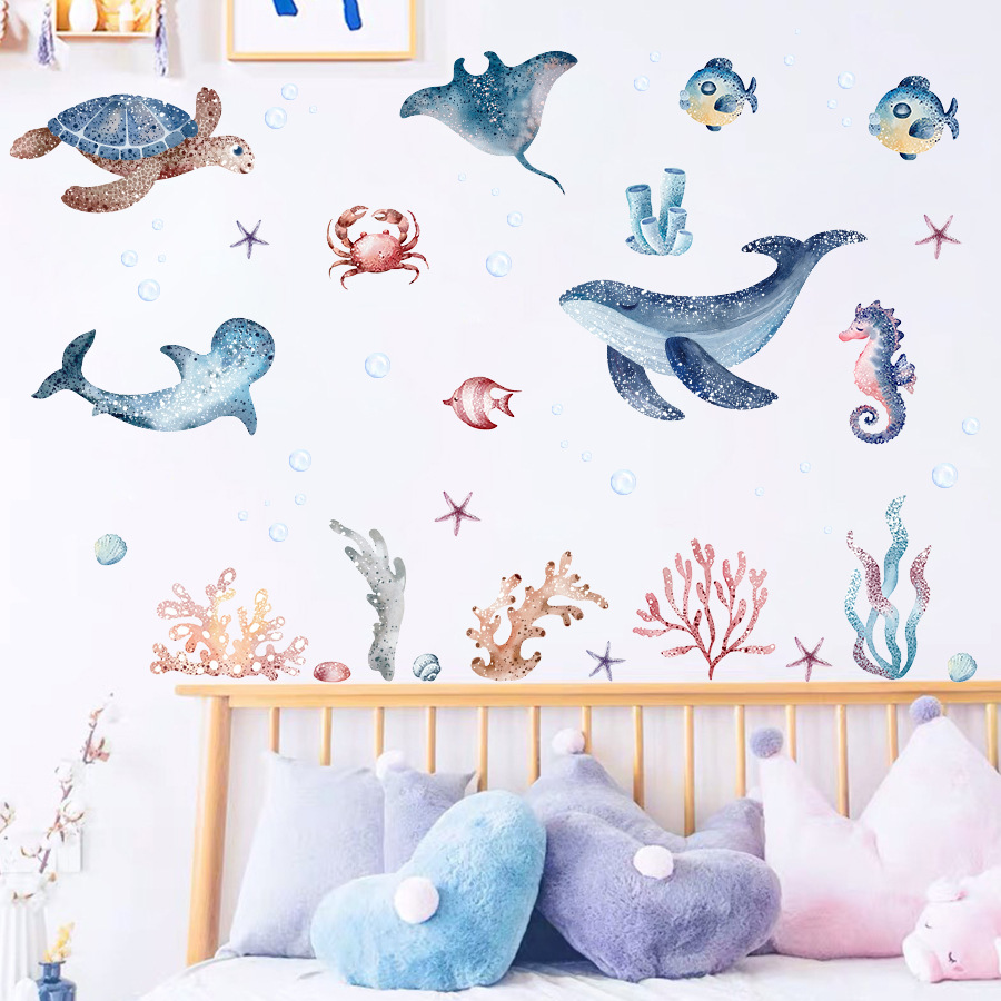 Stiker dinding luar biasa di b - Baby Nursery Under The Sea ulasan dan harga