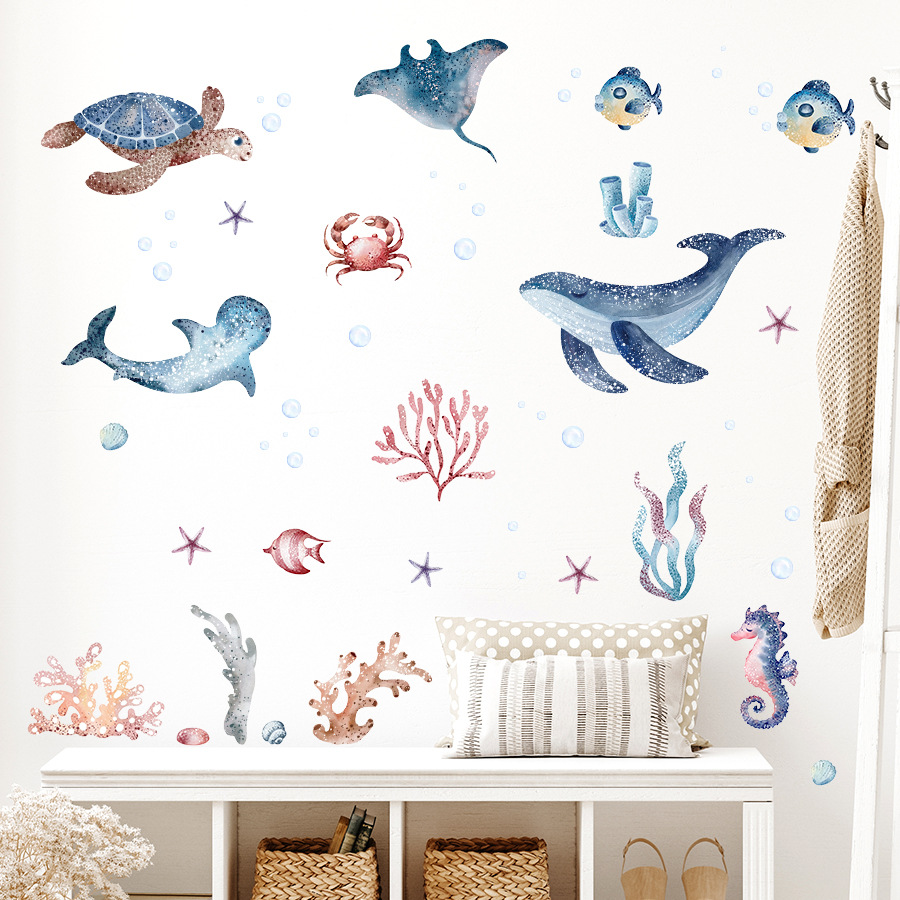 Stiker dinding luar biasa di b - Baby Nursery Under The Sea ulasan dan harga