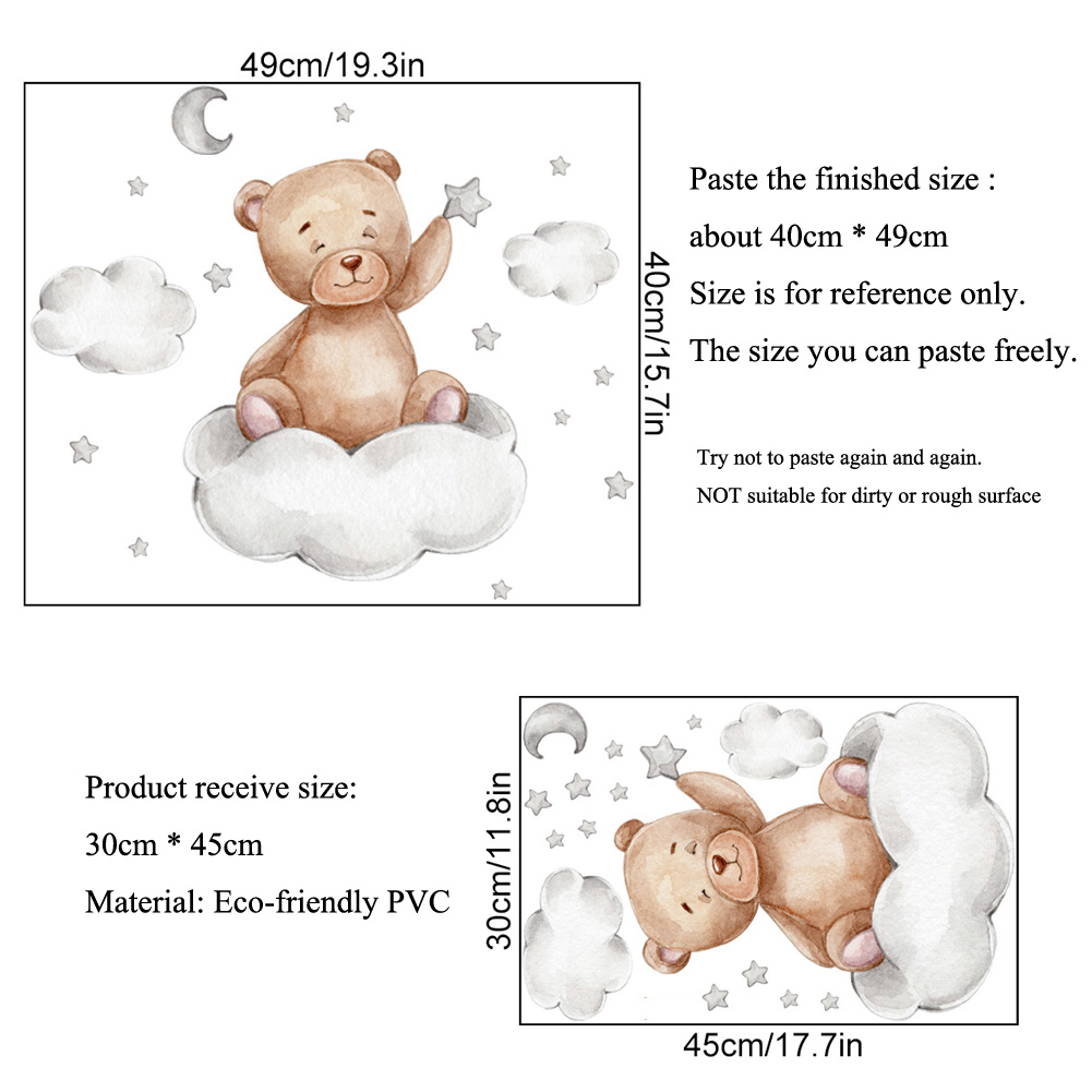 Stiker Dinding Beruang Bulan A - Baby Nursery Mural Wallpaper ulasan dan harga