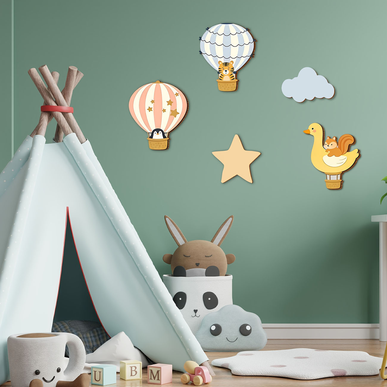 5 Buah Stiker Dinding Kayu Bal - Baby Nursery Wall Decals ulasan dan harga